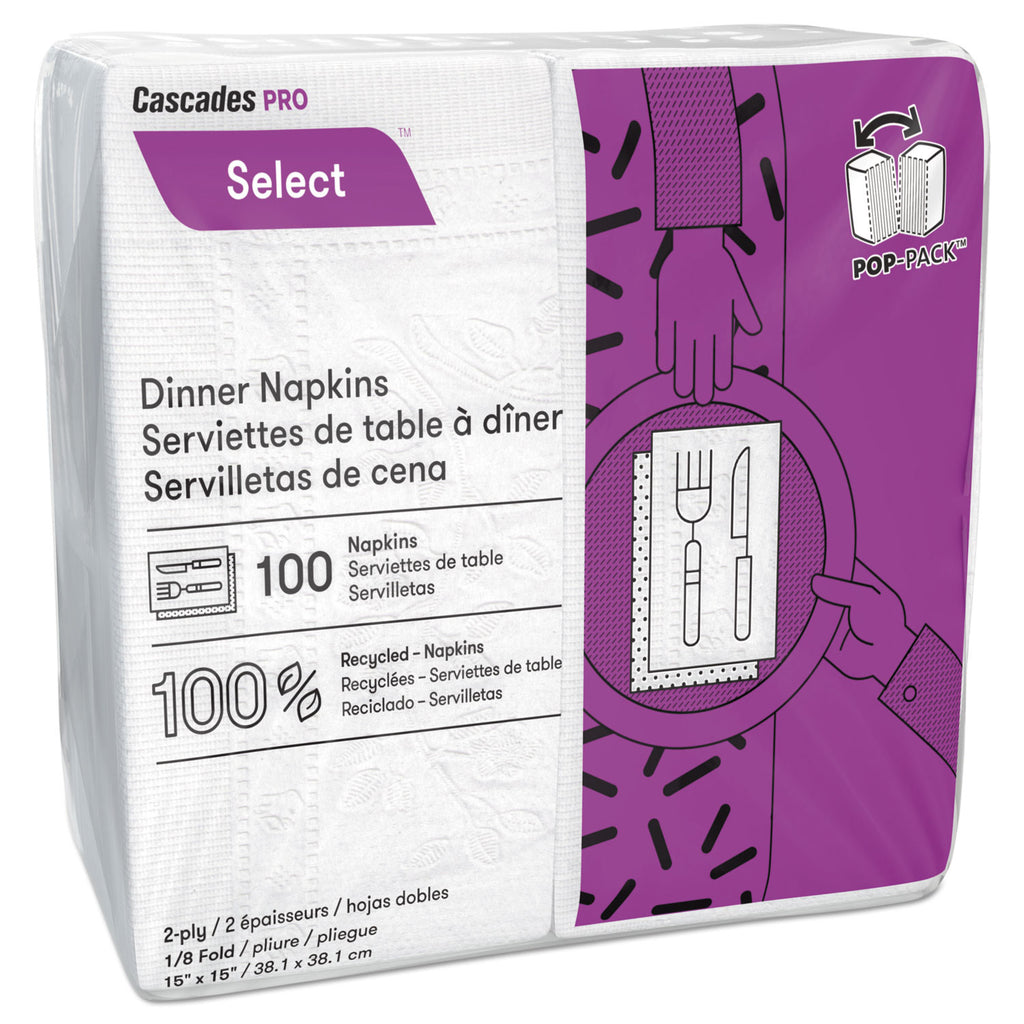 NAPKINS,DINNR,30PK/100,WH