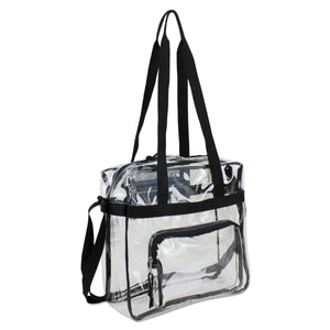 BAG,CLEAR STADIUM TOTE,BK