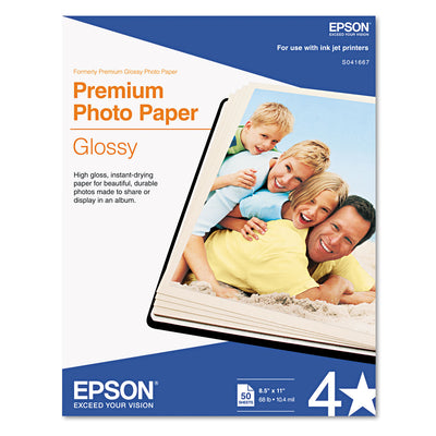 Epson Premium Matte Presentation Paper, 9 mil, 8.5 x 11, Matte Bright  White, 50/Pack (S041568)
